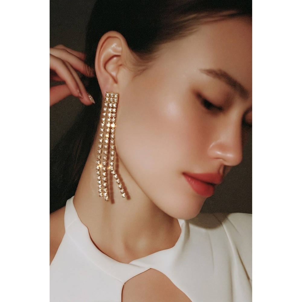 Swarovski PE LNG CRY GSHA/GOS‎ Dangle Earrings Gold Tone Crystal Push Back